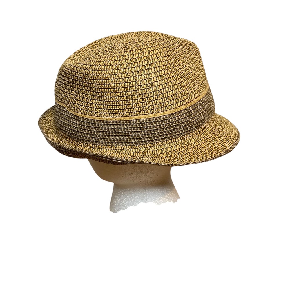 David and Young Straw‎ Fedora Hat Women's One Size Paper Banded Resort Vacation - Picture 2 of 4